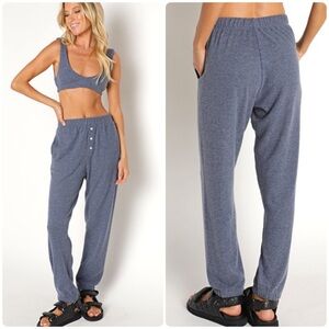 DONNI Sweater Henley Sweatpants Navy Blue Size XS Cozy Modern Lounge Jogger New